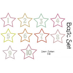 Stickserie - Stern Zahlen 1-10